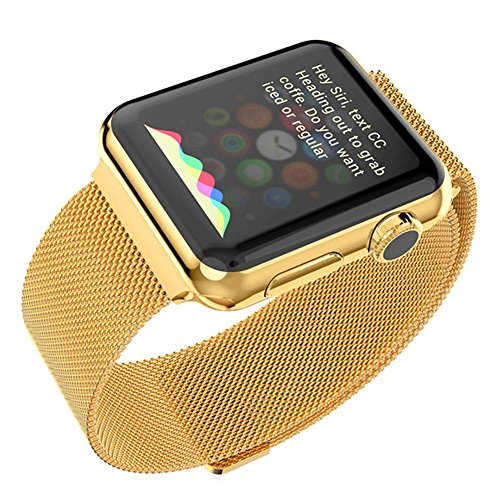 Bandmax Milanaise Uhrenarmband Ersatzarmband mit Magnetverschluss 18K Vergoldet Edelstahl Wrist Armband für 42MM Apple Watch (Gold) - 8