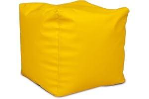 Ecopuf Cube S Pouf Poggiapiedi Quadrato in Ecopelle Pieno di Palline di Polistirolo - Puff 37x37cm