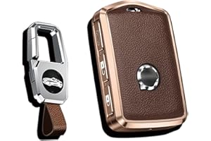 HIBEYO Funda para Llave de Coche Volvo Smart para Volvo XC60 XC70 XC90 C30 S60 S80 S90 V60 V70 V90 Llavero de Piel marrón