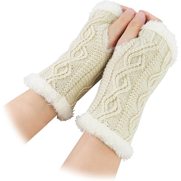 JIAHG Femme Gants Sans Doigts Automne Hiver Moufle Demi-Doigts Doux