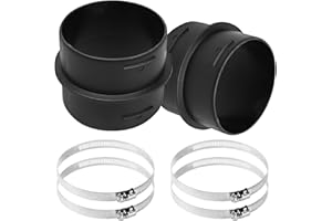 SUNJULY 2 Stück 75 mm Verbinder Rundkanal Rohr, Verbindungsstück Lüftungsrohr Plastic mit 4 Edelstahl Schlauchschellen, Heizungsrohranschluss Verbindungsstück Lüftungsrohr für Eber-Spacher, We-Basto Heizung