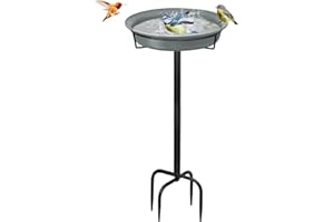 Giyiprpi Abreuvoir pour oiseaux - Point d'eau debout - 81 cm - Pour oiseaux sauvages - Grand - Résistant au gel - Gris
