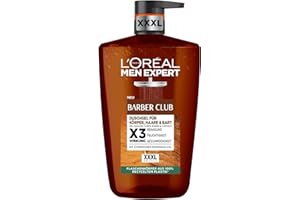 ‎L'ORÉAL MEN EXPERT L'Oréal Men Expert XXXL Duschgel und Shampoo für Männer, Duschbad zur Reinigung von Körper, Haar, Gesicht und Bart, Herren Körperpflege mit holzigem Duft und Zedernholzöl, Barber Club, 1 x 1000 ml
