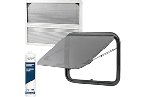 WAMOVO Set Ausstellfenster Acrylglas 700 x 400 inkl. Verdunklung und Insektenschutz