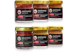 ASSOPEPPER DI MASSIMO UTRO SIX PACK DI CREME DI PEPERONCINO CAROLINA REAPER RED YELLOW CHOCOLATE CARAMEL PEACH E MUSTARD DA 35gr PEPERONCINO AL 99,9%