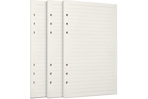 FYY Papel de recambio A5, 3 paquetes de papel recargable de 100 g/m² de grosor, 6 agujeros, papel de hojas sueltas, 135 hojas (270 páginas) para carpetas de 6 anillas, papel forrado de cuaderno