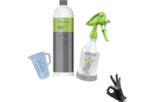 detailmate Car Cleaning Set - Koch Chemie GreenStar Universal Cleaner 1L, KWAZAR Mercury Spray Bottle Green Edition 0,5l ph 8-14 suitable, measuring cup, gloves