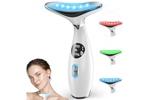 Geegear Masajeador facial eléctrico, máquina de estiramiento de la piel 3 en 1 para cara y cuello dispositivo portátil de estiramiento facial con 3 modos y 9 vibraciones antienvejecimiento