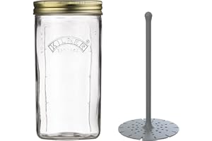 Kilner 1 Litre Pickle Jar with Silicone Lifter Wide Mouth Glass Jar with Two-Piece Lid for Pickling & Preserving, Ideal for Pickled Onions, Gherkins & Vegetables