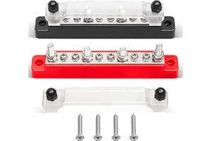 RED WOLF 150A Sammelschiene Verteilerblock 12V-48V DC für Auto Marine RV Wohnmobil Lkw Elektrik System Klemmleisten, Positive Masse Stromverteilungsblock Busbar mit 6 x M4 & 4 x M6 Klemmenbolzen