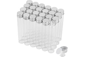 CADBIBE 24 Pezzi Provette di Vetro da 30 ml con Tappi a Vite e Tappi di Plastica, Flacone a Prova di Perdite, provette trasparenti per regali di feste, matrimoni, caramelle, sali da bagno, spezie, fiori