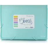 File Folder with 12 Dividers with Panorama Visors + 80 Adhesives and Rubber Closure and Reinforced Sides &ndash; Blush Pastel Colou