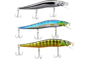 ‎ODS LURE ODS Wobbler Zanderfang Kunstköder 3er Set, Minnow Oberflächenköder mit 3 Angelhaken mit Köderbox