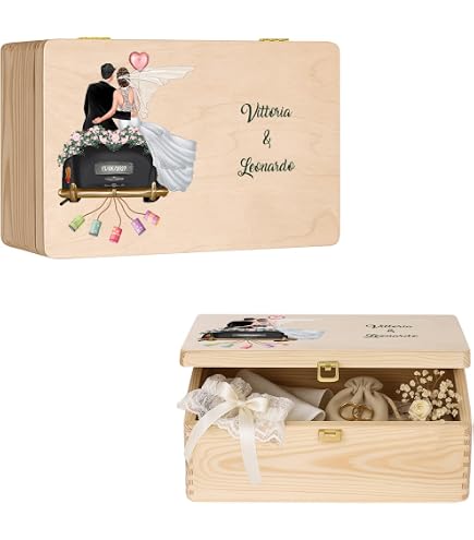 TZEKING Scatola Regalo Di Nozze In Legno,Regalo Di Denaro Per