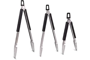 GRILLHOGS Dropkick Your Old Tongs, 9, 12 and 16 3 Pack Barbecue Tongs Are the Only Equipment That Can Handle Your Massive Meat, Stainless Steel + Soft Grip, Dishwasher Safe, Premium Grill Tongs