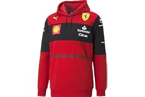 FUEL FOR FANS Scuderia Ferrari - Felpa con cappuccio ufficiale della scuderia Ferrari del 2022, merchandising ufficiale della Formula 1, colore rosso, taglia M