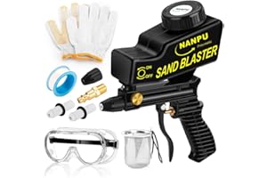 NANPU Air Sand Blaster Gun with Gravity Feed - Ceramic Nozzle, Metal Body | for Paint, Rust Removal, and Glass Etching | Versatile for Aluminum, Sand, Walnut Shells, and Soda Blasting Applications