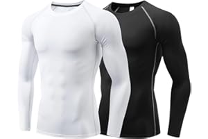 Sillictor Mens Compression Base Layer Top Quick Dry Long Sleeve Running Top Mens UPF 50+ Sports Underlayer for Ski Golf Cycling Hiking Football,Breathable Moisture Wicking Muscle Support