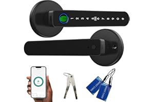 CARNFORTH Smart Fingerprint Door Lock, 5-in-1 Lock Door Handle Biometric Keyless Entry Bluetooth APP Control Door Lock with USB Charging, Suitable for Home Bedroom Hotel Office Apartment