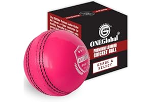 ONEGlobal Select Leather Cricket Ball | 100% Handcrafted, 156g - 5.5oz, 4-Piece Construction | Ideal for T20, Net Practice, Training etc.