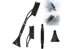 Amebleak Auto Eiskratzer 60cm, 2 in1 Auto Reinigungsbürste Eiskratzer Schneebesen mit Besen, Auto Schneebürste Schneekratzer und Bürste mit Schaumstoffgriff für PKW, LKW und SUV (Schwarz)