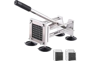 Chipskärningsmaskin, canirologas professionell potatischackare rostfritt stål fransk friteringsskärare med 1,3 cm blad och 1