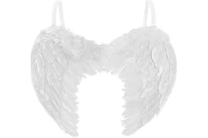Moonlight Fright Womens White Angel Wings - Adult White Feather Wings for Adult Angel Costume Women Halloween Costumes - Christmas Nativity Kids Fairy Outfit Fancy Dress Accessories