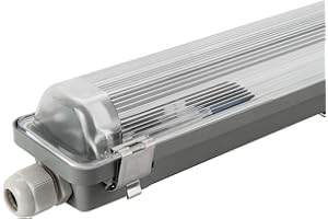 Ledvion - LED Armatur 120CM, Edelstahlclips, IP65, inkl. LED Röhre, Edelstahl, + 75.000 Stunden, staub- und explosionssicher