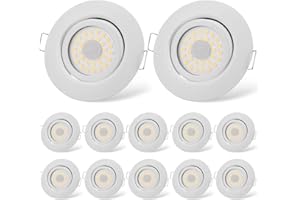‎CLOKSH cloksh LED Einbaustrahler 230V Flach Dimmbar LED Spots 6W IP44 Bad Einbauleuchten Weiß Deckenspots Deckenstrahler,Warmweiß 3000K Schwenkbar Einbauspots für Badezimmer Küche Wohnzimmer,12er Set