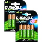 Duracell AA 2500mAh Recharge Ultra Rechargeable Batteries, Pack of 8