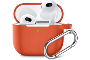 Upeak Kompatybilny z AirPods etui 3. generacji 2021, w pełni owinięty silikonowy pokrowiec ochronny do Apple AirPods 3, z brelokiem, etui osłona amortyzacja wstrząsów, koralowy
