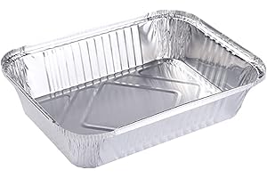 HORBOUS Vaschette Alluminio con Coperchio per BBQ/Vassoio Alluminio Usa e Getta – 20 pezzi (B: vaschette con coperchio 20 pezzi: 22x15.8x5.4cm)