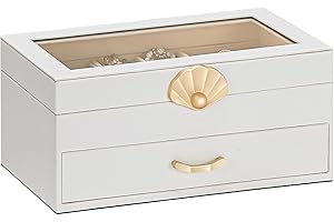 Enthralite Jewellery Box with 1 Drawers : Jewellery Display Organiser for Earrings Necklaces - Gift for Girls Women | White