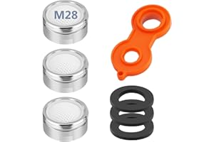 Eurtes Mousseur Robinet M28 [3 Pièces], Aérateur Robinet avec Clé, Mousseur pour Robinet Économie d'Eau, Aérateur Robinet Économiseur d'Eau, Idéal pour Cuisine et Salle de Bain
