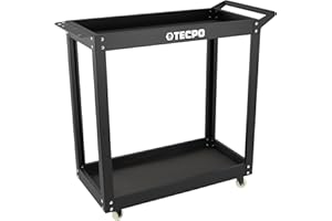 ‎TECPO TECPO Werkzeugwagen Rollwagen mit 3 Ladeflächen inkl. Schaumeinlage zum Schutz, 300 kg Tragkraft, Werkstattwagen mit Lochleiste für Werkzeuge - geeignet als Transportwagen (2 Etagen)