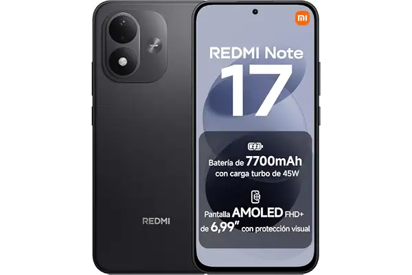REDMI Note 17, Smartphone 6+256GB, Negro, batería de 7700mAh | Cámara 50 MP, carga 45 W, pantalla GOLED FHD+ 6,99", HyperOS 3 + Google Gemini, resistencia IP65