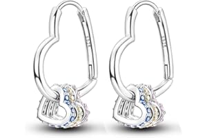 NARMO 925 Sterling Silver Hoop Orecchini per le Donne Colorato Cubic Zirconia Orecchini A Forma di Cuore Orecchini A Cerchio Minimalista Gioielli di Moda