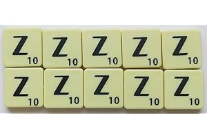 Flyingstart Ivory Letter Tiles Single Letters - Packs of 10 Ivory Plastic Tiles with Black Letters fits Scrabble game (Tile Z)