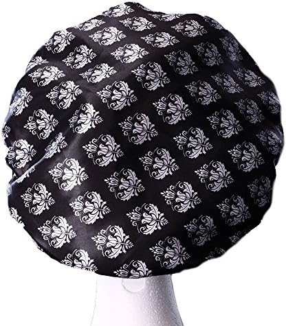 New Dilly's Collections - Extra Large Microfiber Shower Caps - Reusable - Preserves hair Treatments - Ultra Hair Protection - Saves The Blow Wave - Protects Hair From Frizz - Seals Out The Moisture During Shower Time- Shower Caps For Long Hair, Dreadlocks , Hair Extensions - Extra Large Damask Shower Caps