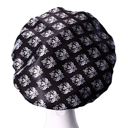 New Dilly's Collections - Extra Large Microfiber Shower Caps - Reusable - Preserves hair Treatments - Ultra Hair Protection - Saves The Blow Wave - Protects Hair From Frizz - Seals Out The Moisture During Shower Time- Shower Caps For Long Hair, Dreadlocks , Hair Extensions - Extra Large Damask Shower Caps