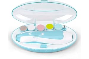 MIRAMAR Lima de Uñas Bebe para Bebés - RIGHTWELL Cortadora de Uñas Eléctrica para Bebés 6 en 1 Set con Luz Frontal LED para Uñas y Dedos de Los Pies de Niño Recién Nacidos y Niño Pequeños