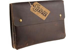 Moonster Leather Folder – Full Grain Leather Document Holder & Laptop Sleeve for 13”-15” Laptops & Tablets