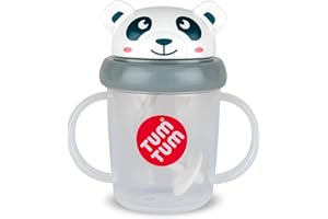 TUM TUM Tippy Up kubek na niekapki bez zaworu, dla ma?ych dzieci, 200 ml, bez BPA, panda S3