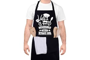 Halinuia Tablier Personnalisé Homme Femme - Voilà à quoi RESSEMBLE UN VRAI RETRAITÉ COOL, Tablier Humour Drole Rigolo Barbecue, Étanche Réglable Tablier de Cuisine Professionnel
