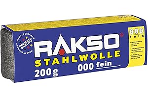 RAKSO Stahlwolle fein 000-200g, 1 Banderole, Zwischenschliff von Lack, Schellack, poliert Kupfer, Messing & Öl, Wachs auf Holz