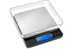 CHWARES Food Scale, Rechargeable Small Kitchen Scale with Trays 3Kg/0.1g, Tare Function Digital Scale Grams and Ounces, for Weight Loss, Dieting, Baking, Cooking, Meal Prep, Coffee, Jewelry, Black