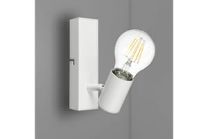 Kimjo Lampada da Parete Orientabile, Bianco Applique da Muro E27, Aplique Parete Moderno per Salotto Camera Corridoio Cucina, Plafoniera Faretti Senza Lampadina, Adatta per E27, Max Non più di 60W