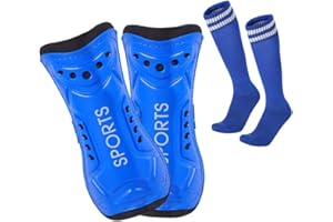 Lifreer Fußball-Schienbeinschoner, 3 Größen, Fußball-Schienbeinschoner, Jungen, Kinder-Fußballsocken für Jungen und Mädchen, Fußballspiele, Beinwaden-Schutzausrüstung (blau)