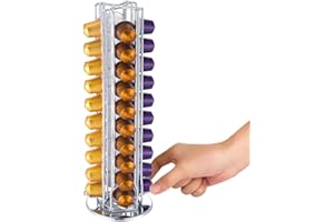 MEELIOCAFE MeeliCafe - Portacápsulas rotativo para cápsulas de café, soporte giratorio para 40 cápsulas, soporte de cápsulas giratorio para almacenamiento