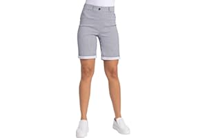 Roman Originals Stretch Shorts for Women UK - Ladies Turned Hem Bengaline Casual Everyday Cropped Pants Chino Capri Slim Fit Above The Knee Turn Up Bermuda Summer Crops